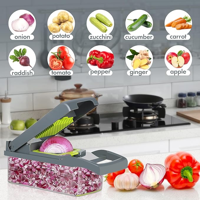 Easy and Fast Vegetable and Fruit Grater and Slicer with Steel Blades and Square Cutter