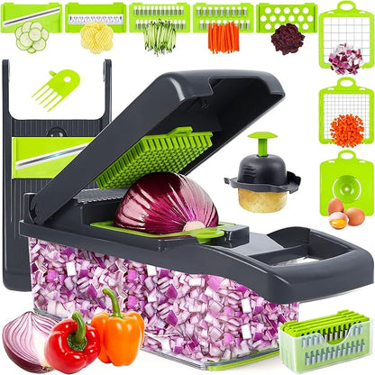 Easy and Fast Vegetable and Fruit Grater and Slicer with Steel Blades and Square Cutter