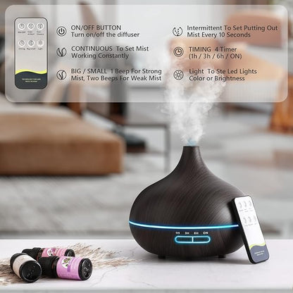 Aromatherapy Essence and Essential Oil Diffuser High Quality Humidifier with Ultrasonic Remote Control 500ml