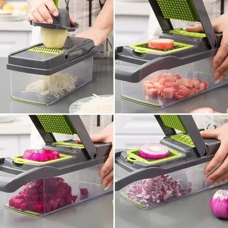 Easy and Fast Vegetable and Fruit Grater and Slicer with Steel Blades and Square Cutter