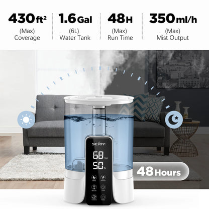 6L Large Room Air Humidifier and Aroma Diffuser Smart Timing Digital Display Auto Shut Off Ultrasonic