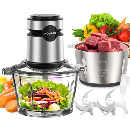 Stainless Steel Electric Food Processor with 4 Blades 2L Capacity 500W High Performance