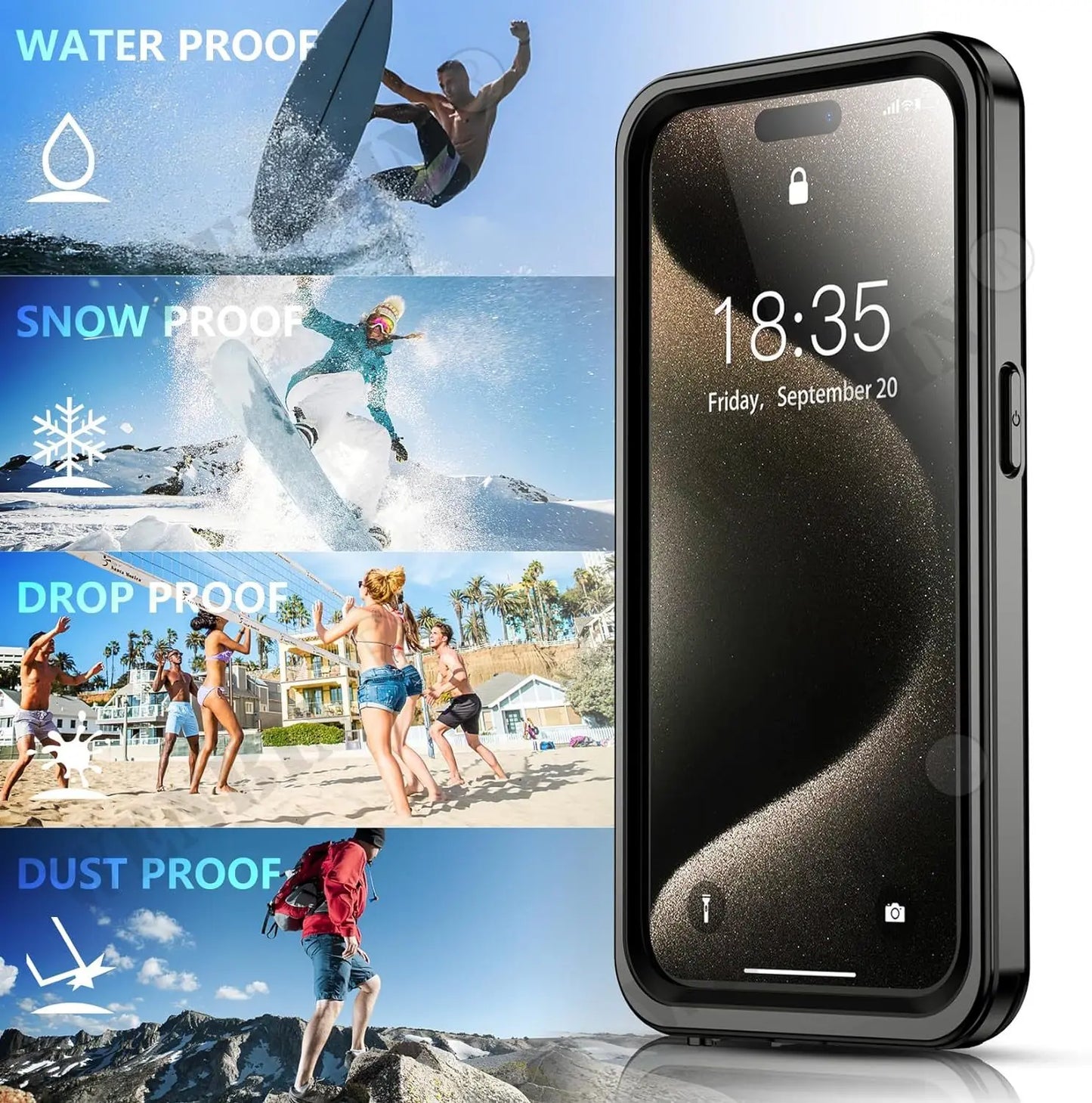 High Quality Waterproof iPhone Case for Water Sports Snow Mountain