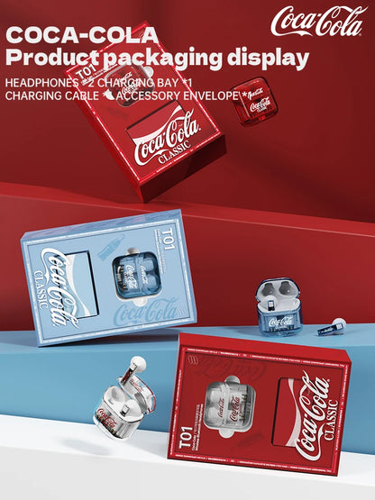 Coca-Cola Bluetooth 5.3 High Quality Gaming Sports Free Time Headphone