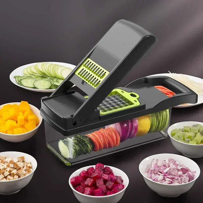 Easy and Fast Vegetable and Fruit Grater and Slicer with Steel Blades and Square Cutter