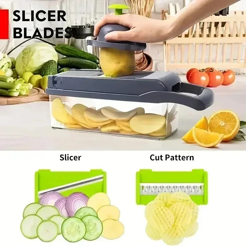 Easy and Fast Vegetable and Fruit Grater and Slicer with Steel Blades and Square Cutter