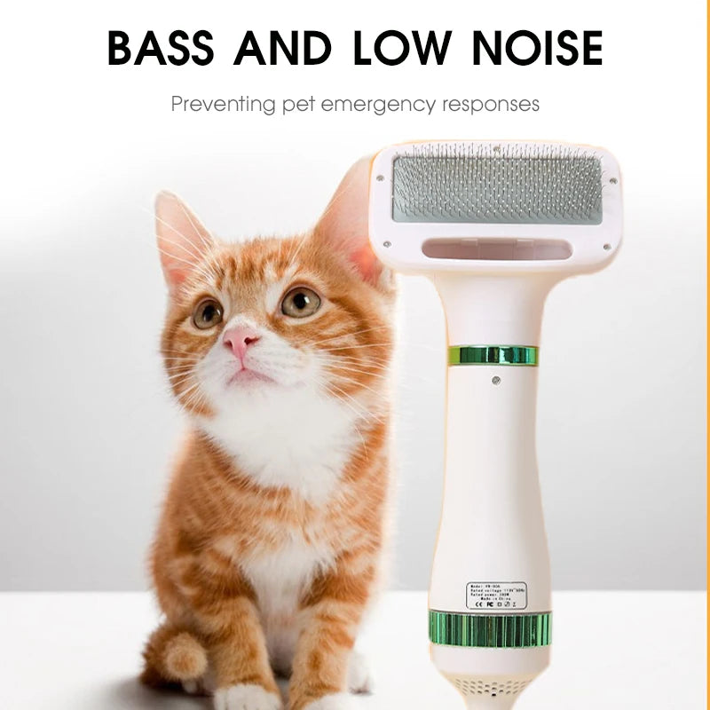 Pet Hair Dryer with Grooming Brush for Dogs Cats Rabbits, Adjustable Air Speed, 2 in 1